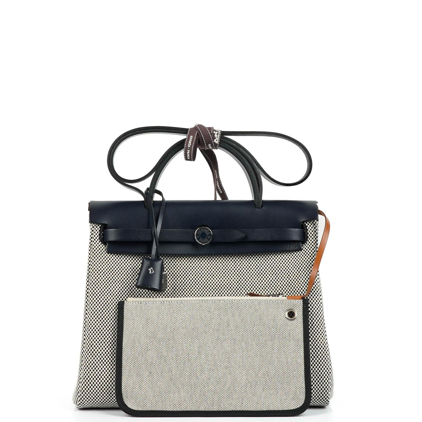 Hermès Herbag Horseshoe Stamp (HSS) Zip PM In Bleu Indigo Vache Hunter Und Criss Viking Stoff Mit Palladium Beschlägen