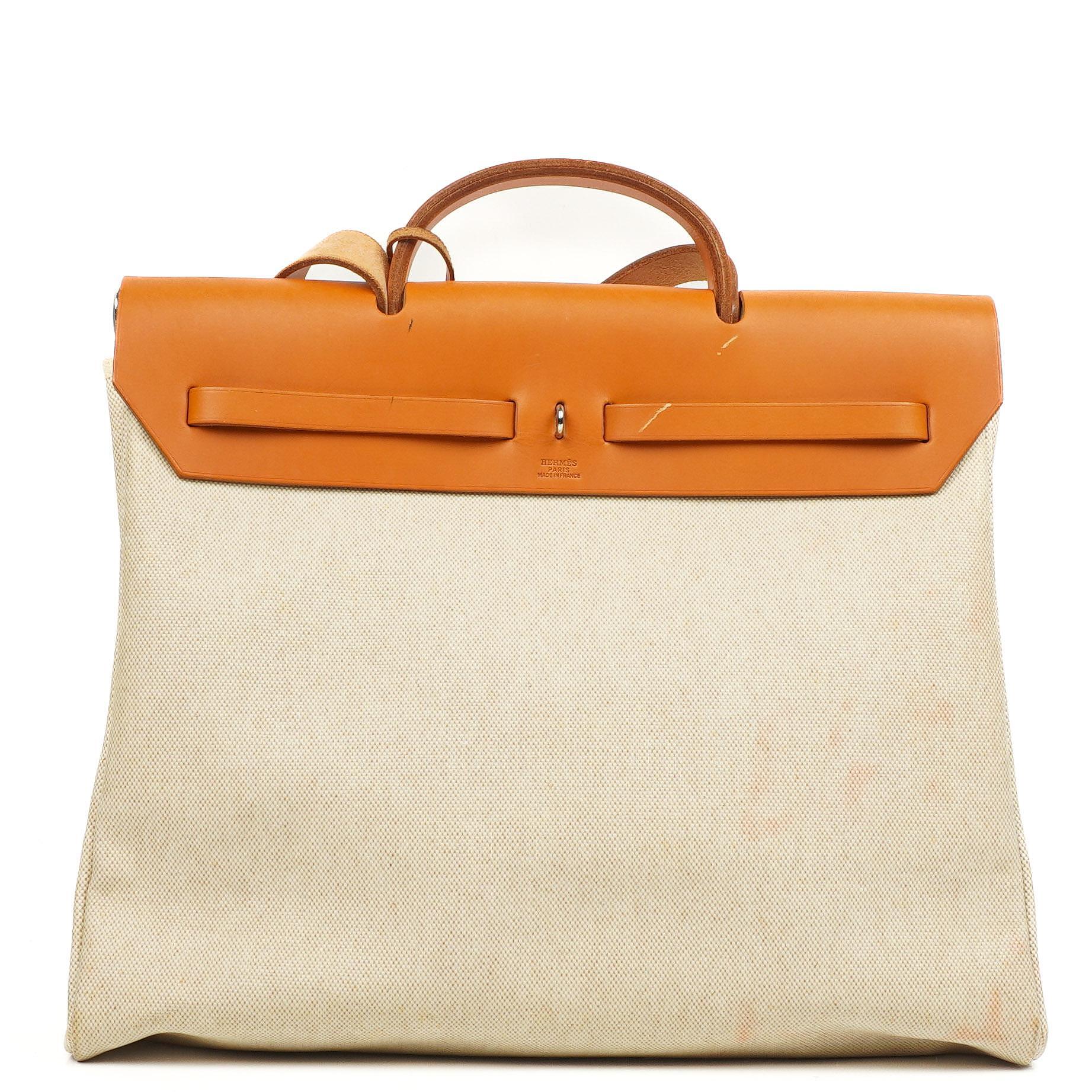Hermes Herbag MM Natur Toile Vache Hunter 2-in-1 Tasche 1999