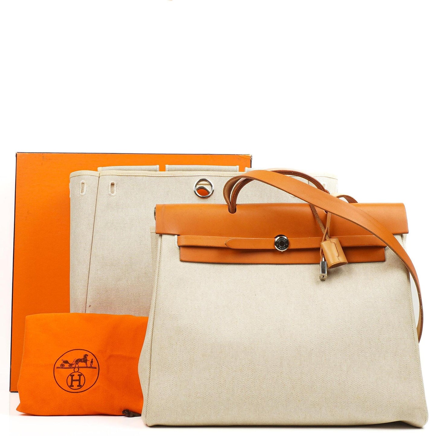 Hermes Herbag MM Natur Toile Vache Hunter 2-in-1 Tasche 1999