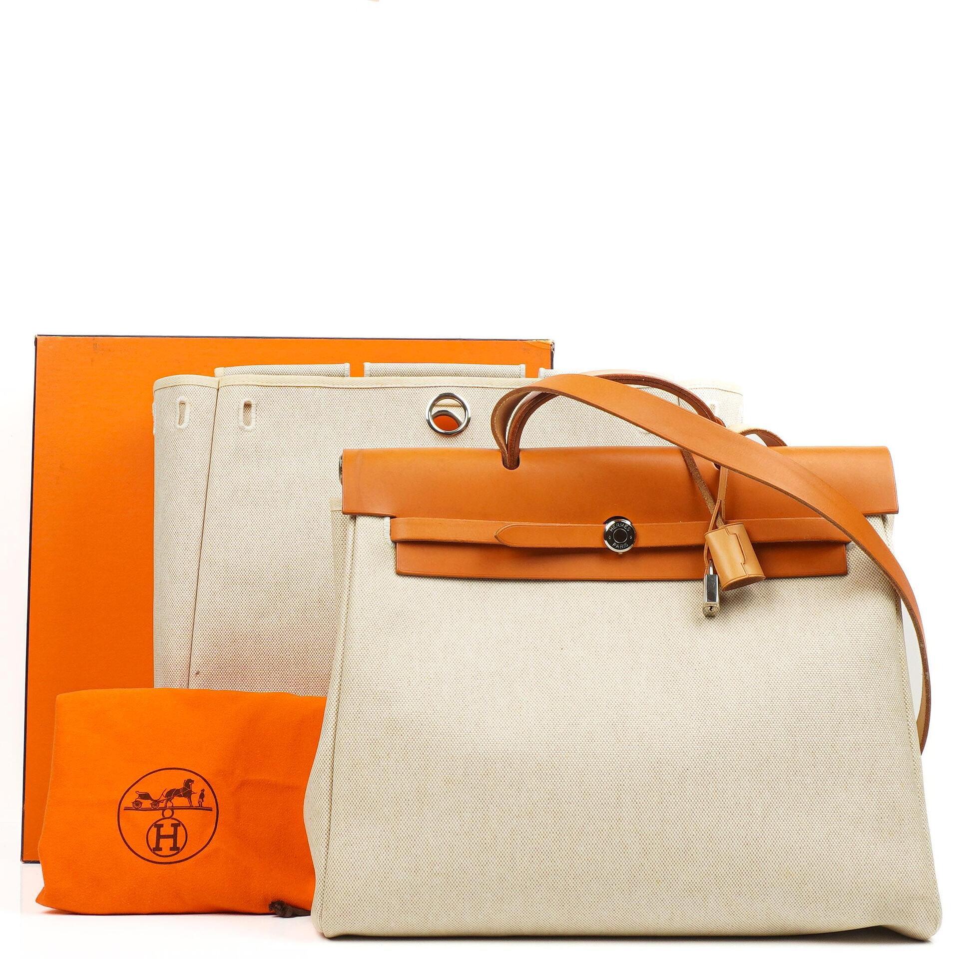 Hermes Herbag MM Natur Toile Vache Hunter 2-in-1 Tasche 1999