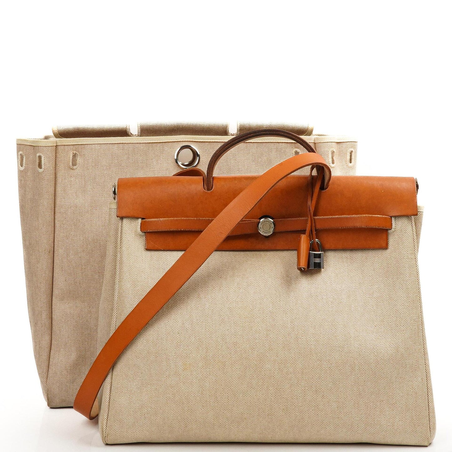 Hermes Herbag MM 2 In 1 Tasche Natural Toile Vache Hunter