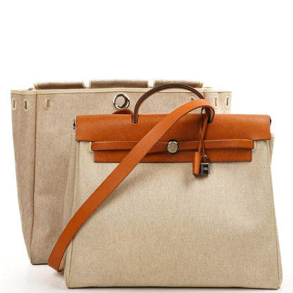 Hermes Herbag MM 2 In 1 Tasche Natural Toile Vache Hunter