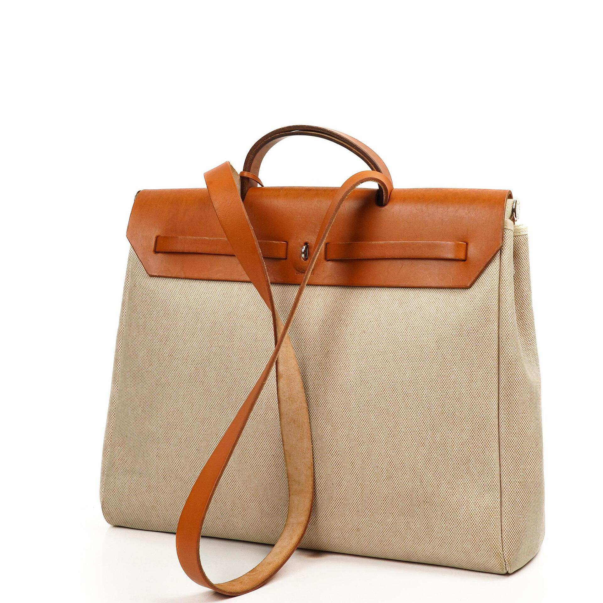 Hermes Herbag MM 2 In 1 Tasche Natural Toile Vache Hunter