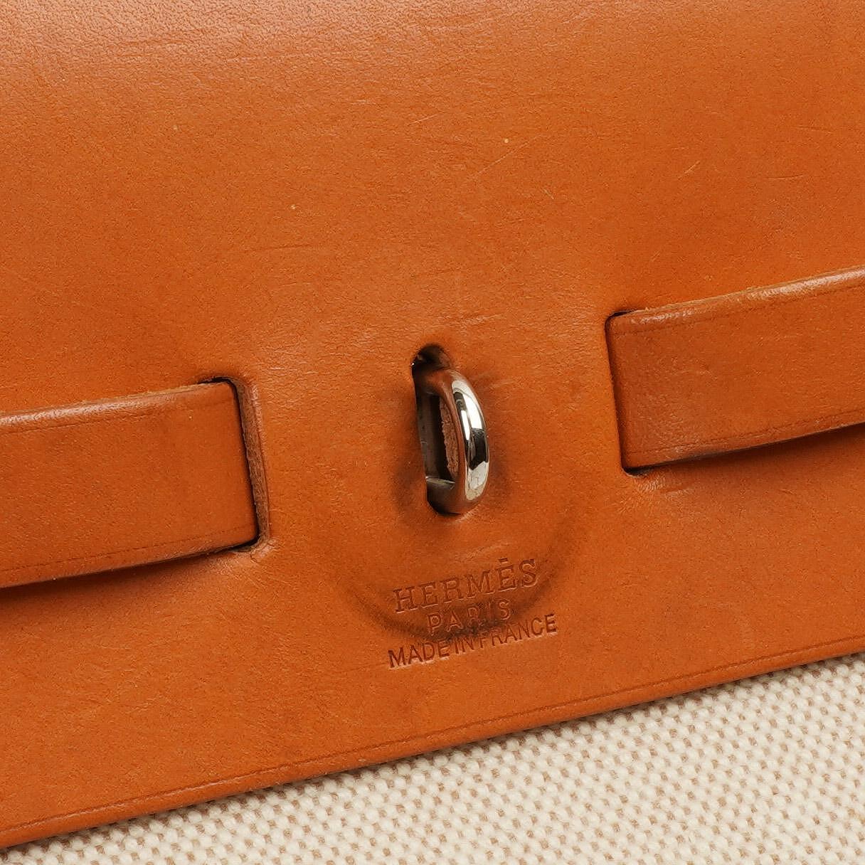 Hermes Herbag MM 2 In 1 Tasche Natural Toile Vache Hunter