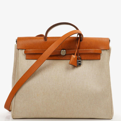 Hermes Herbag MM 2 In 1 Tasche Natural Toile Vache Hunter