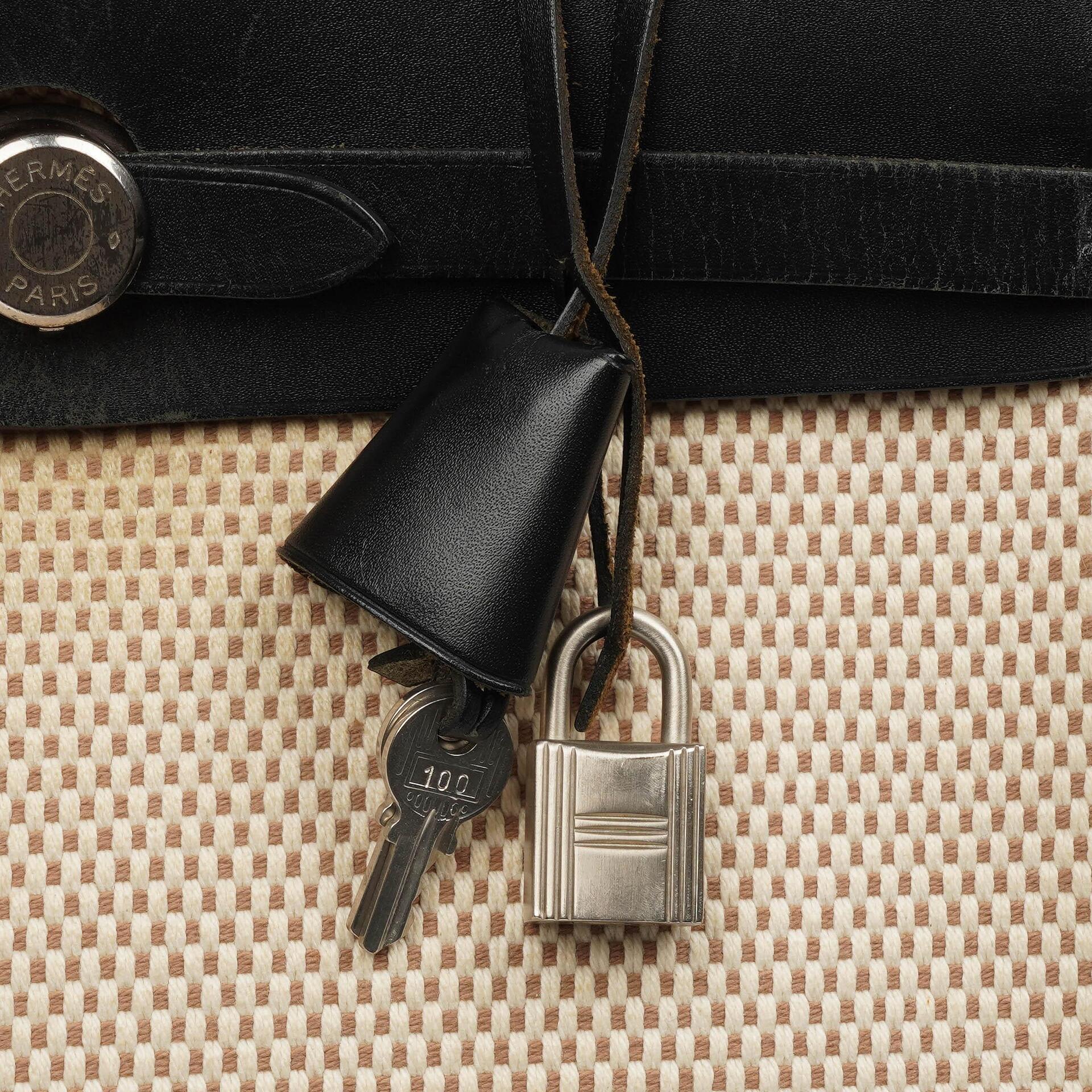 Hermes Herbag Natur Toile Vache Hunter MM 2 In 1 Tasche