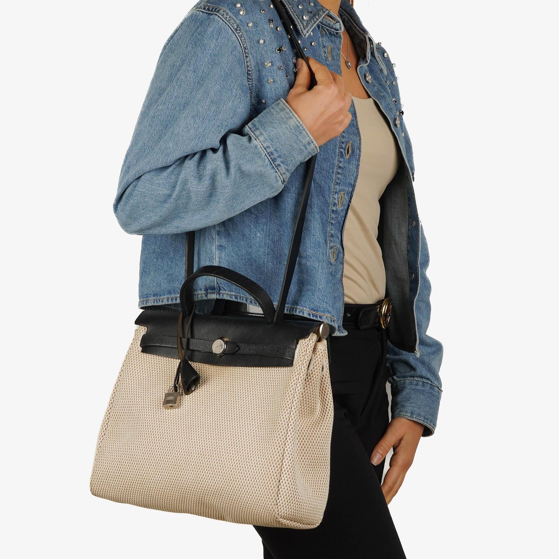 Hermes Herbag Natur Toile Vache Hunter MM 2 In 1 Tasche