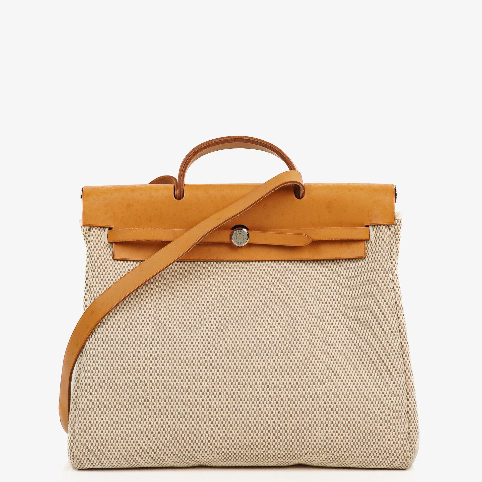 Hermès Herbag MM 2-in-1 Tasche aus Natural Toile und Vache Hunter