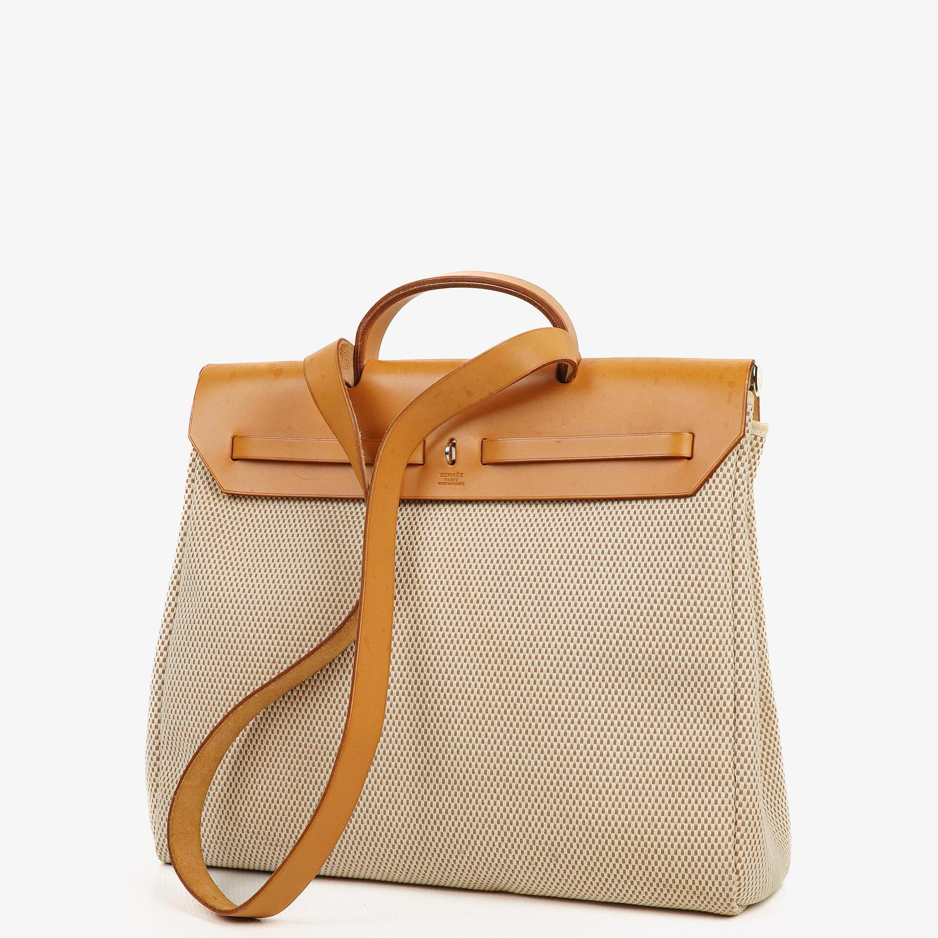 Hermès Herbag MM 2-in-1 Tasche aus Natural Toile und Vache Hunter