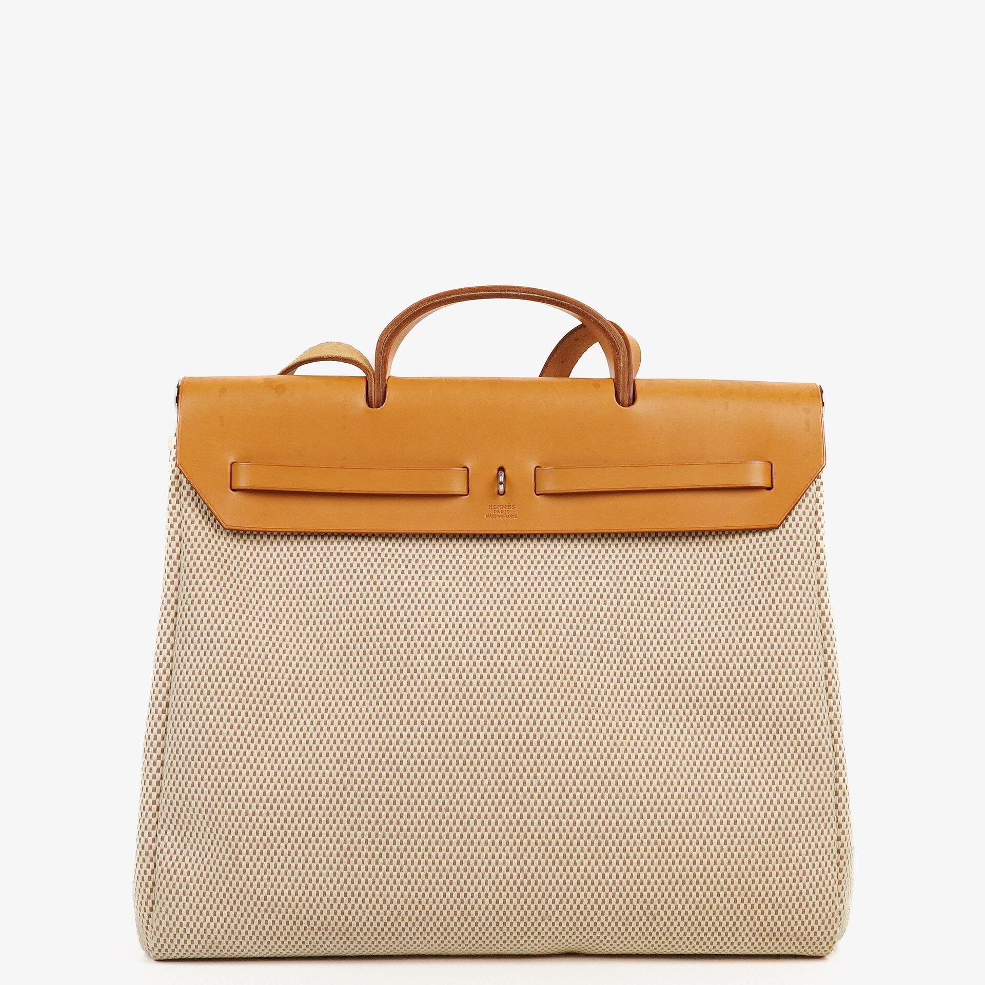 Hermès Herbag MM 2-in-1 Tasche aus Natural Toile und Vache Hunter