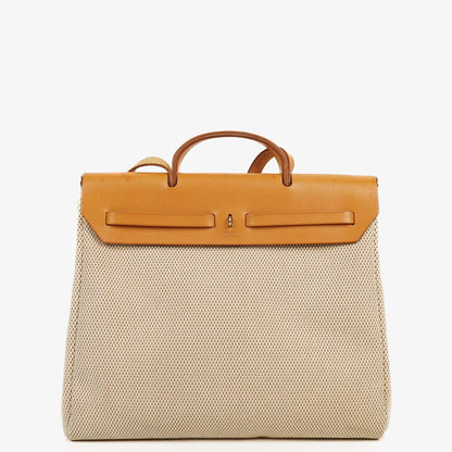 Hermès Herbag MM 2-in-1 Tasche aus Natural Toile und Vache Hunter