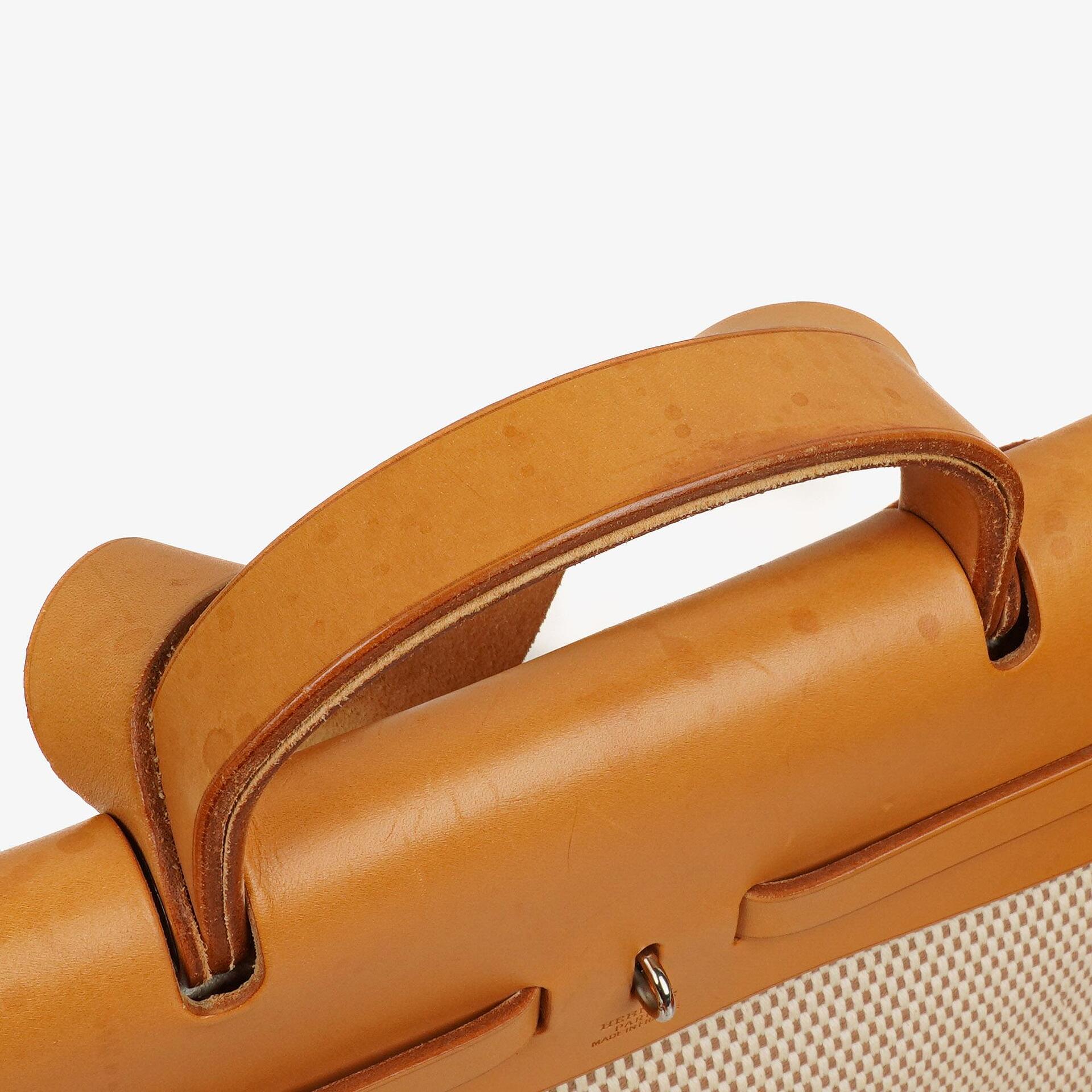 Hermès Herbag MM 2-in-1 Tasche aus Natural Toile und Vache Hunter