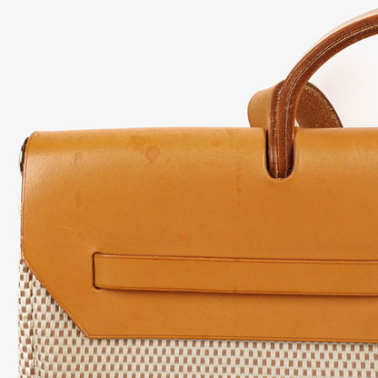 Hermès Herbag MM 2-in-1 Tasche aus Natural Toile und Vache Hunter