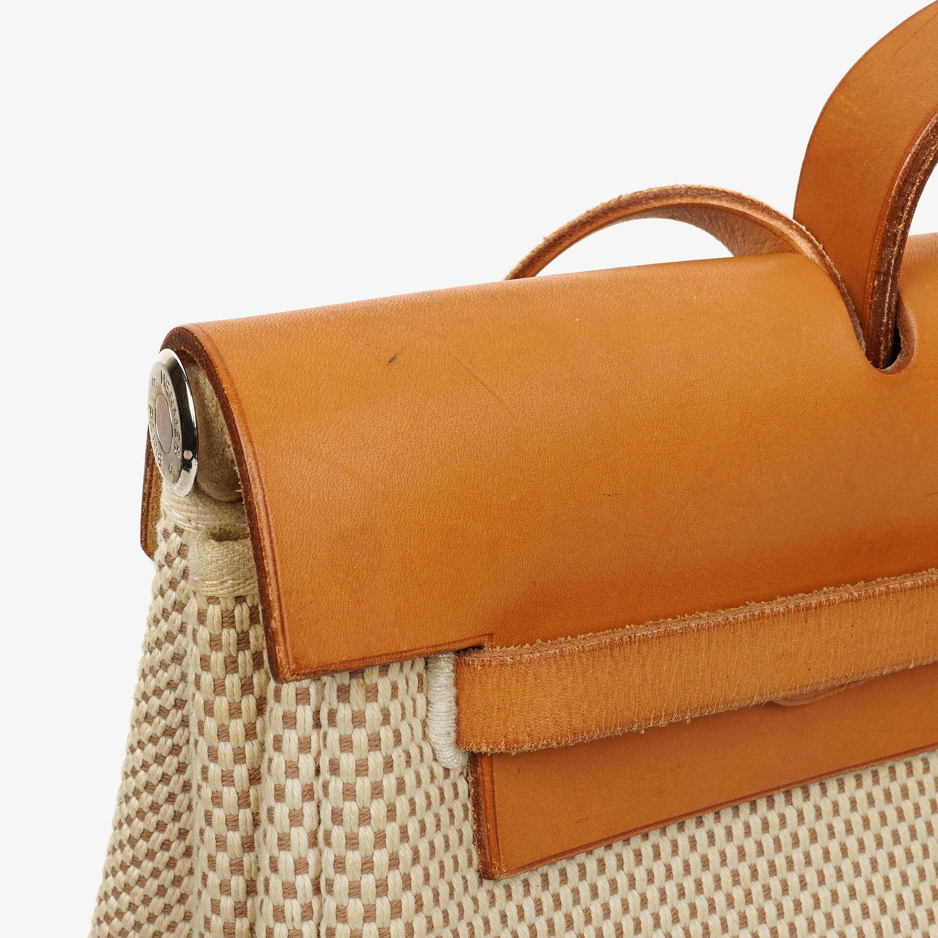 Hermes Herbag Natural Toile Vache Hunter MM 2 In 1 Tasche
