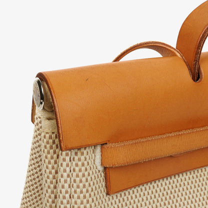 Hermes Herbag Natural Toile Vache Hunter MM 2 In 1 Tasche