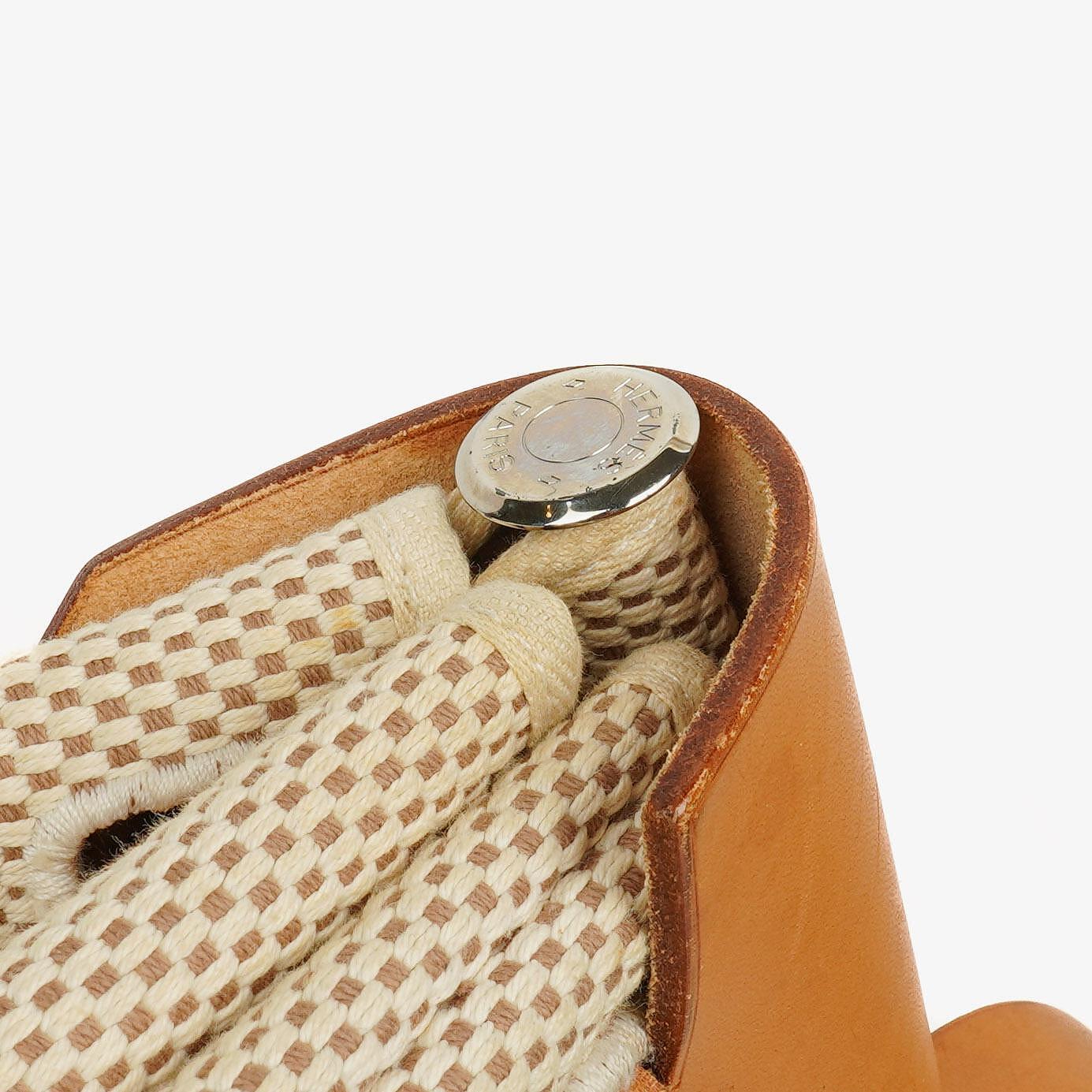 Hermes Herbag Natural Toile Vache Hunter MM 2 In 1 Tasche