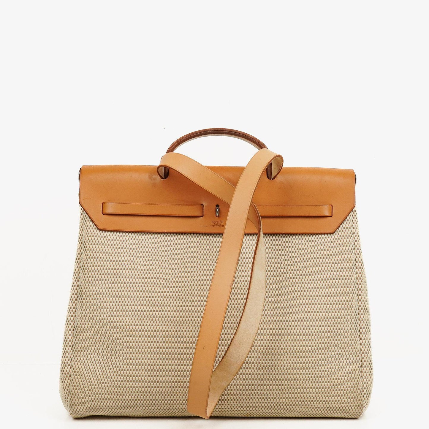 Hermes Herbag Natural Toile Vache Hunter MM 2 In 1 Tasche