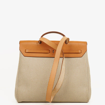 Hermes Herbag Natural Toile Vache Hunter MM 2 In 1 Tasche