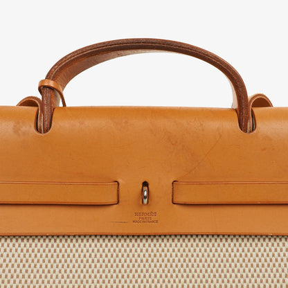 Hermes Herbag Natural Toile Vache Hunter MM 2 In 1 Tasche