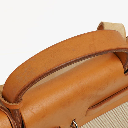 Hermes Herbag Natural Toile Vache Hunter MM 2 In 1 Tasche