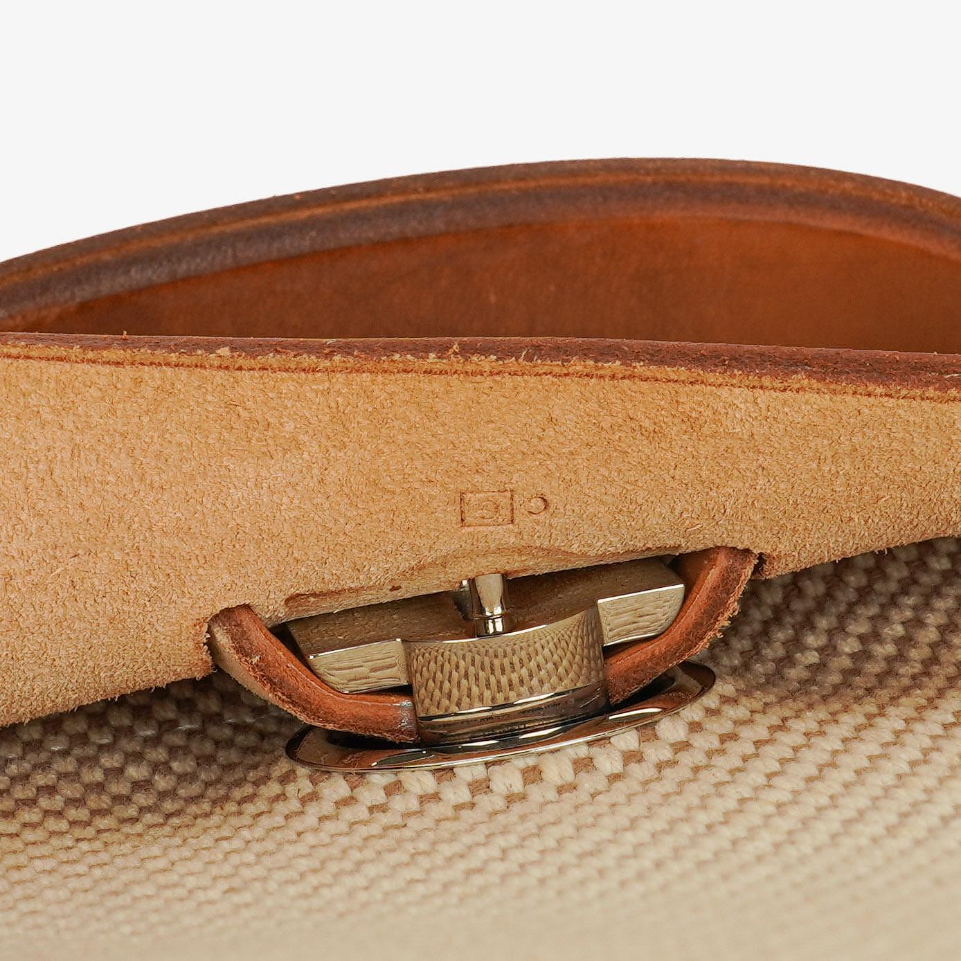 Hermes Herbag Natural Toile Vache Hunter MM 2 In 1 Tasche
