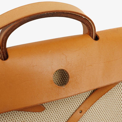 Hermes Herbag Natural Toile Vache Hunter MM 2 In 1 Tasche