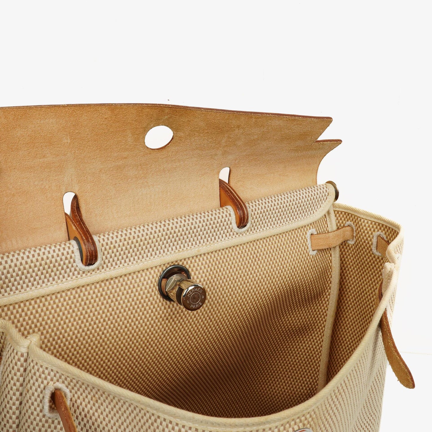 Hermes Herbag Natural Toile Vache Hunter MM 2 In 1 Tasche