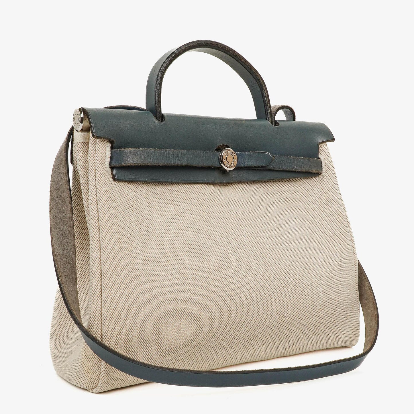 Hermès Herbag PM 2-Wege-Tasche aus navy Toile und Vache Hunter