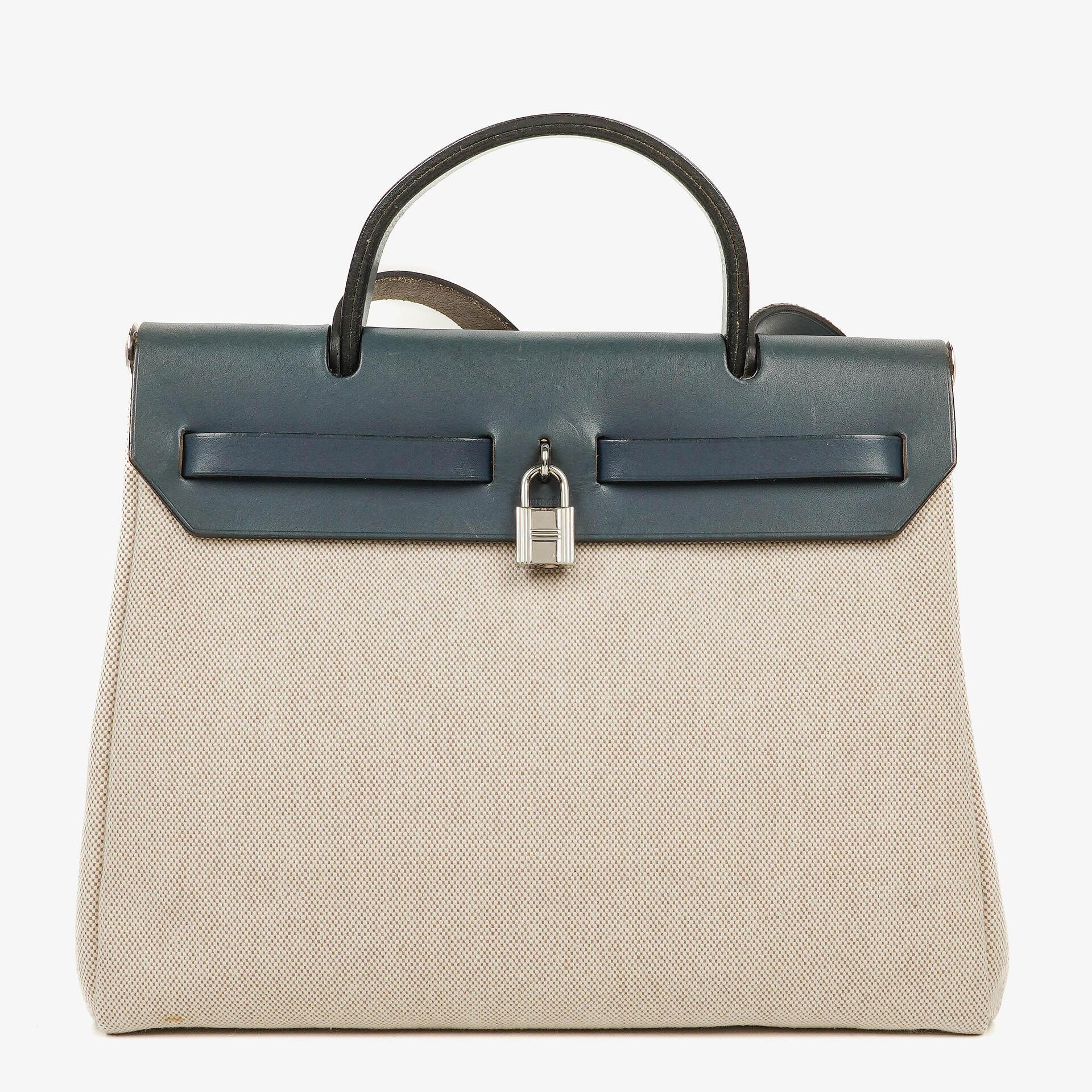 Hermès Herbag PM 2-Wege-Tasche aus navy Toile und Vache Hunter