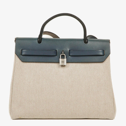 Hermès Herbag PM 2-Wege-Tasche aus navy Toile und Vache Hunter