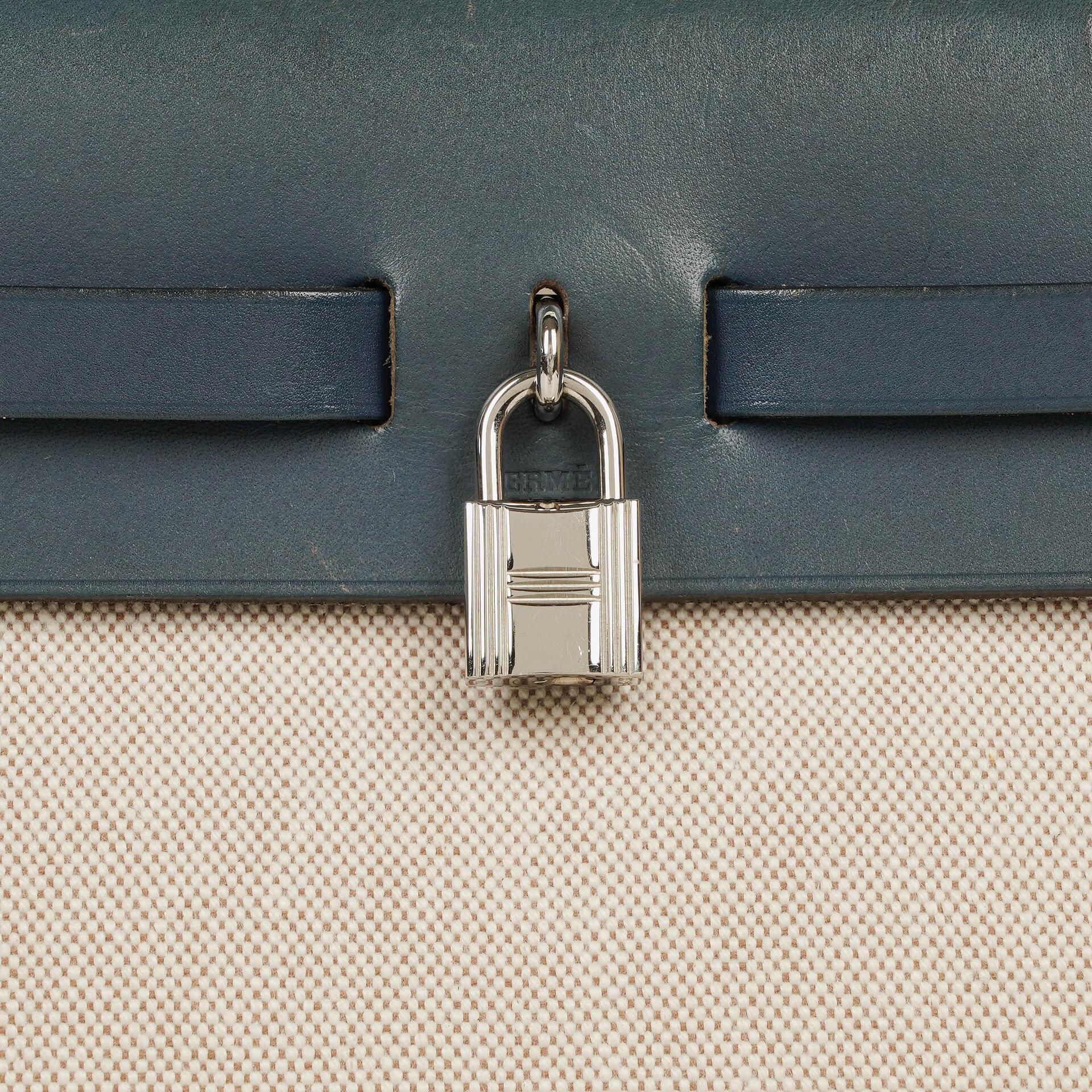 Hermès Herbag PM 2-Wege-Tasche aus navy Toile und Vache Hunter