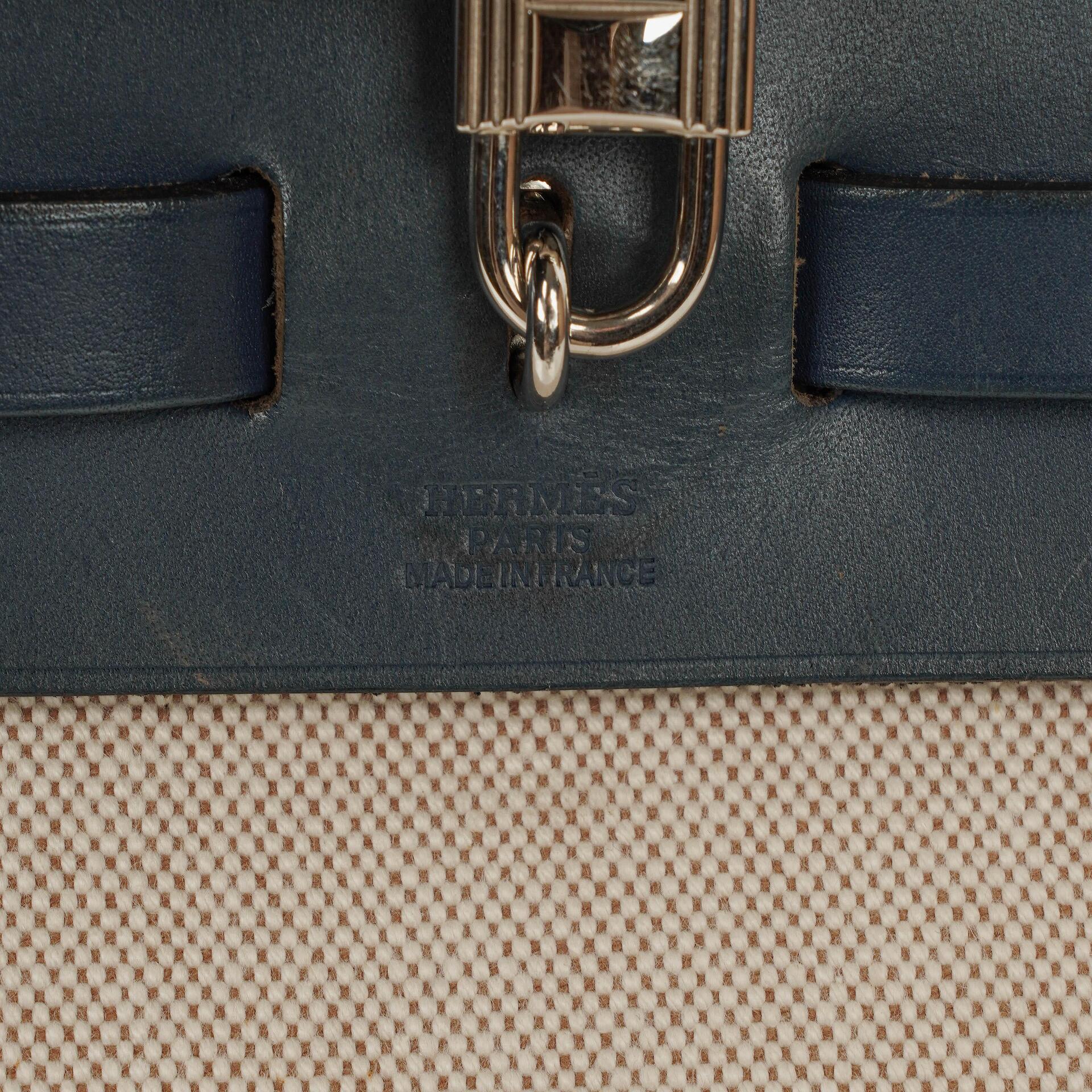 Hermès Herbag PM 2-Wege-Tasche aus navy Toile und Vache Hunter
