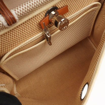 Hermes Herbag PM Vache Hunter Criss Viking 30 Ecru Beige Naturel 2-Wege Tasche Palladium Hardware