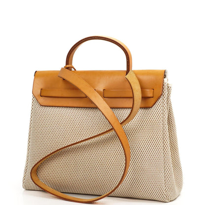 Hermes Herbag PM Vache Hunter Criss Viking 30 Ecru Beige Naturel mit Palladium-Beschlägen
