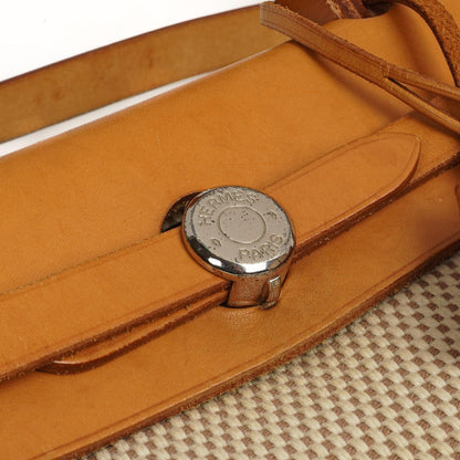 Hermes Herbag PM Vache Hunter Criss Viking 30 Ecru Beige Naturel mit Palladium-Beschlägen