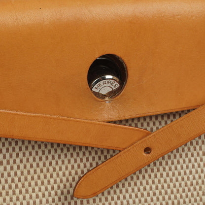 Hermes Herbag PM Vache Hunter Criss Viking 30 Ecru Beige Naturel mit Palladium-Beschlägen