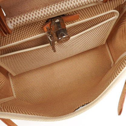 Hermes Herbag PM Vache Hunter Criss Viking 30 Ecru Beige Naturel mit Palladium-Beschlägen