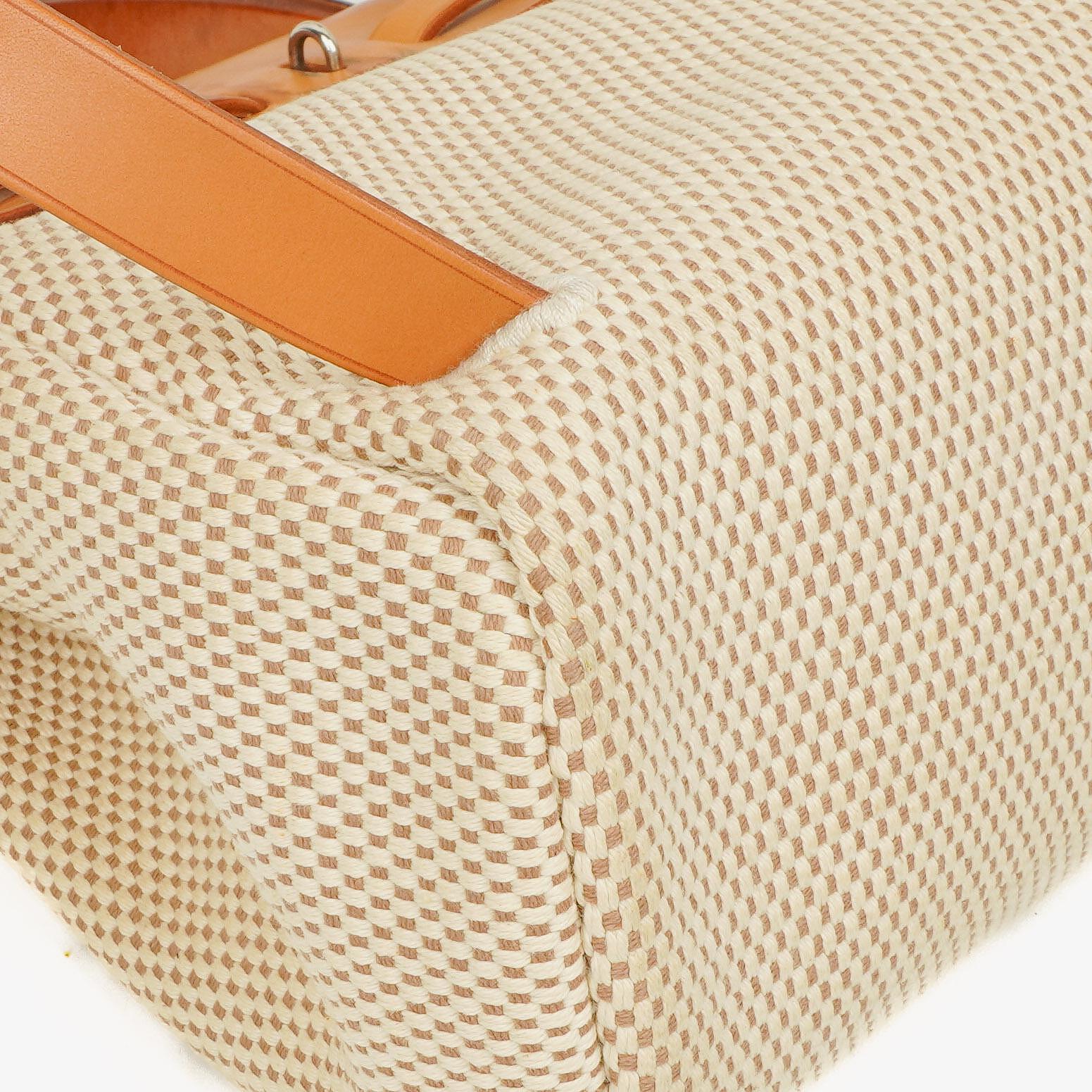 Hermès Herbag PM 2-Wege-Rucksack Vache Hunter Criss Viking in Ecru Beige Naturel mit Palladium-Beschlägen