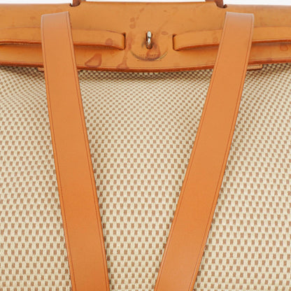 Hermès Herbag PM 2-Wege-Rucksack Vache Hunter Criss Viking in Ecru Beige Naturel mit Palladium-Beschlägen