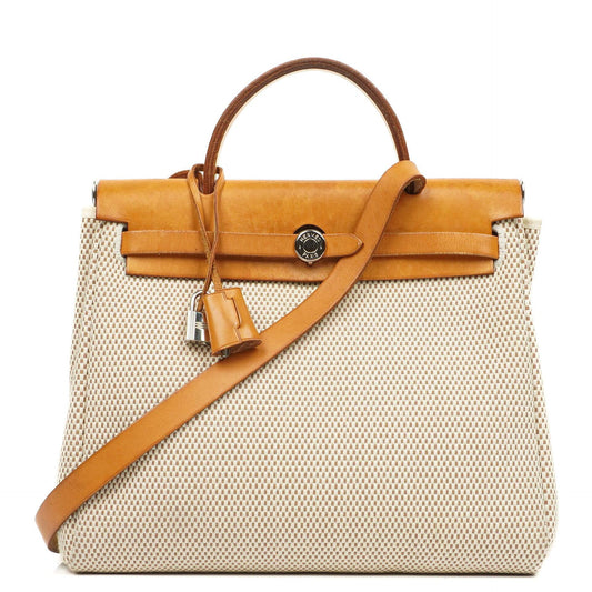 Hermes Herbag PM Vache Hunter Criss Viking Ecru Beige Naturel Mit Palladium Beschlägen, 2003