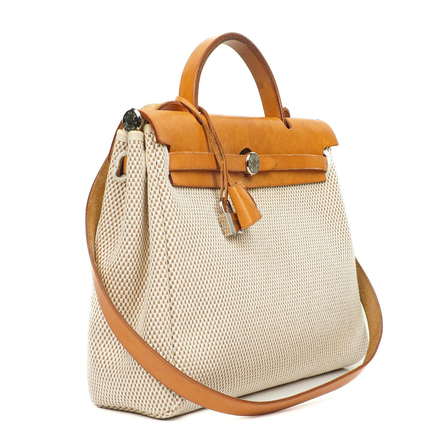 Hermes Herbag PM Vache Hunter Criss Viking Ecru Beige Naturel Mit Palladium Beschlägen, 2003