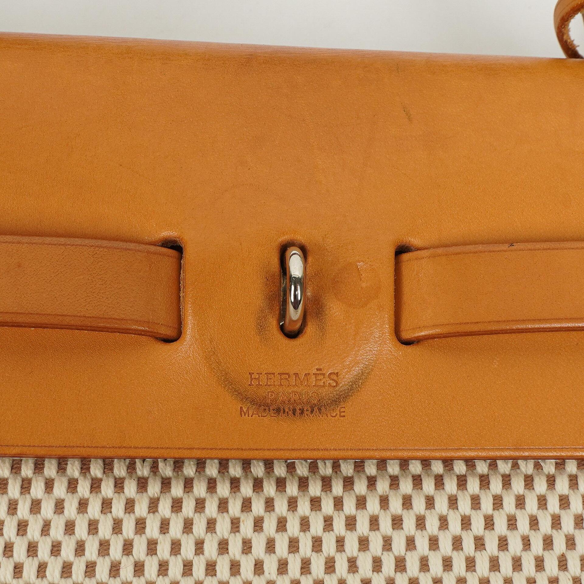 Hermes Herbag PM Vache Hunter Criss Viking Ecru Beige Naturel Mit Palladium Beschlägen, 2003
