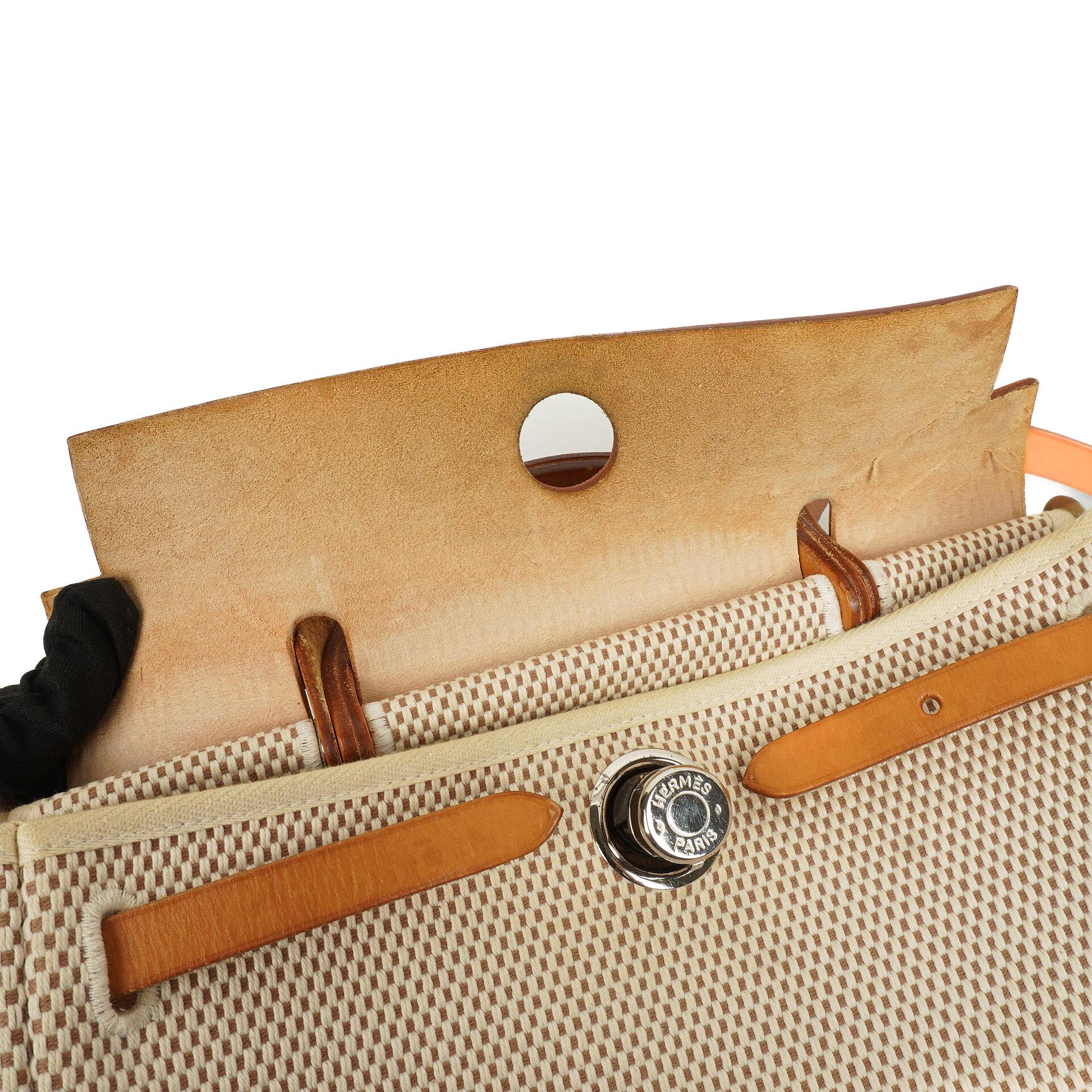 Hermes Herbag PM Vache Hunter Criss Viking Ecru Beige Naturel Mit Palladium Beschlägen, 2003