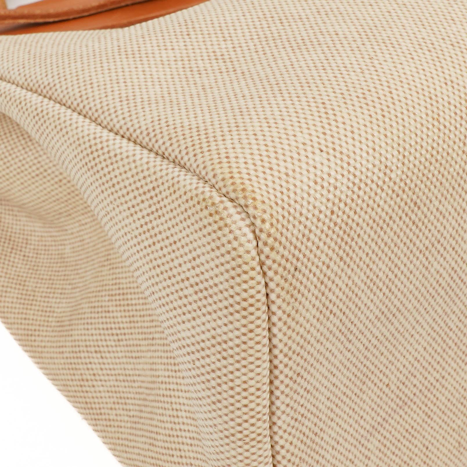 Hermes Herbag PM 2-Wege Tasche Vache Hunter Toile Canvas 30 Ecru Beige Naturel Palladium Beschläge 2000