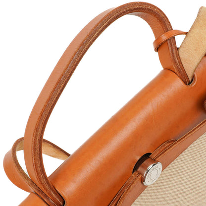 Hermes Herbag PM 2-Wege Tasche Vache Hunter Toile Canvas 30 Ecru Beige Naturel Palladium Beschläge 2000