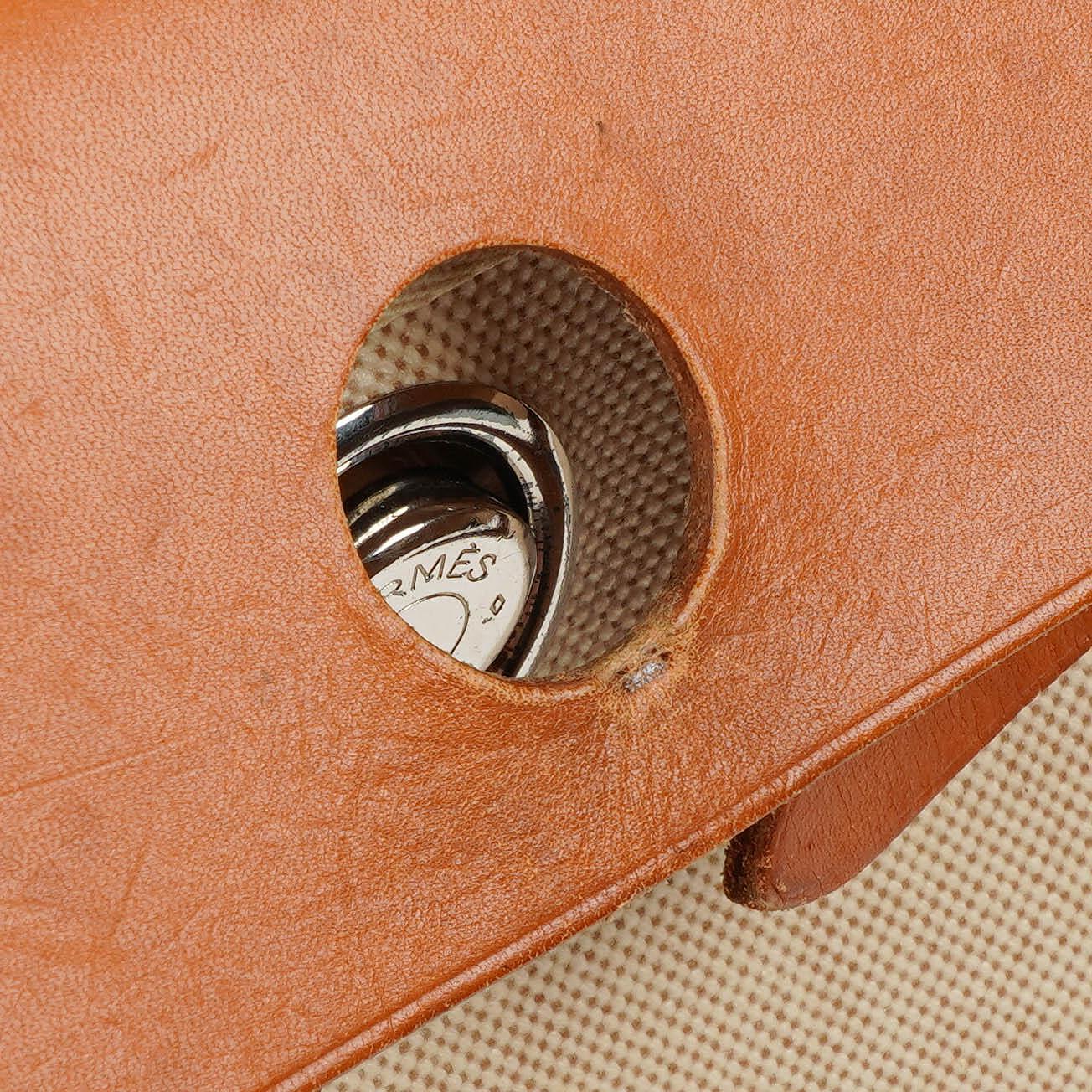 Hermes Herbag PM 2-Wege Tasche Vache Hunter Toile Canvas 30 Ecru Beige Naturel Palladium Beschläge 2000