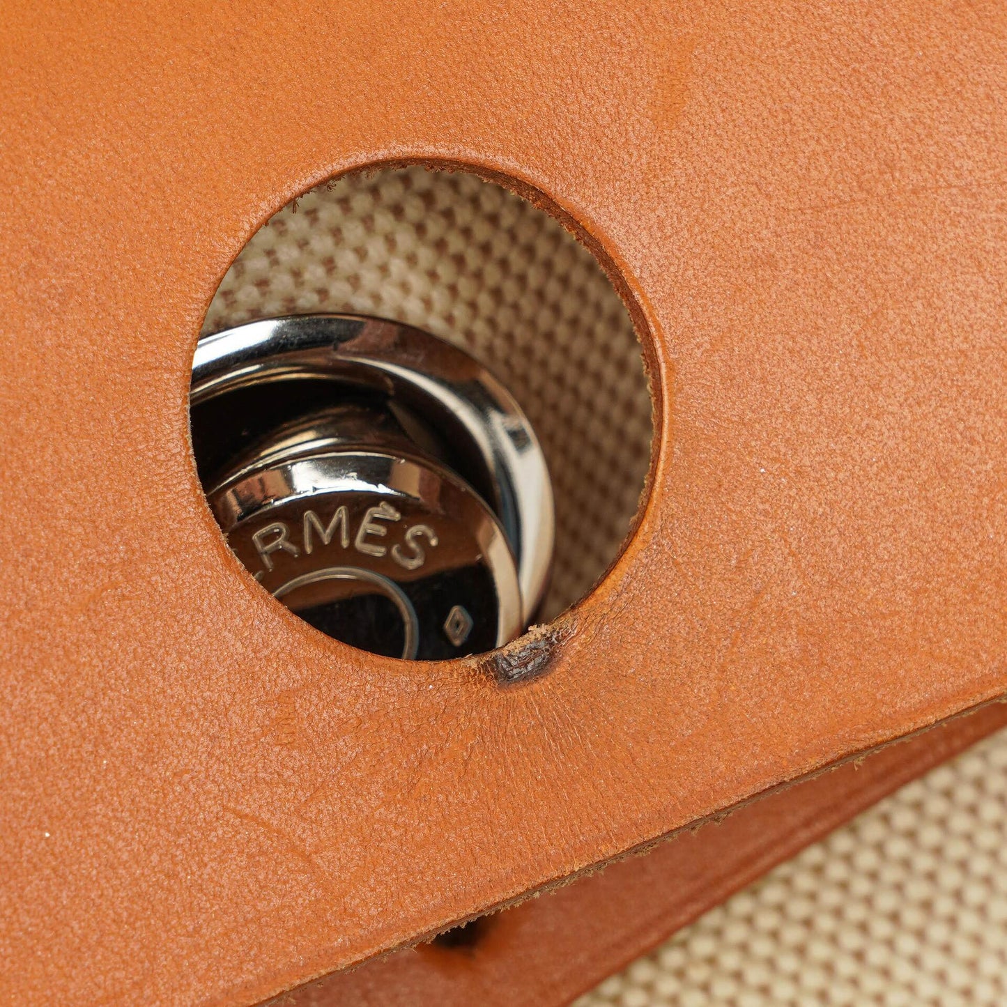 Hermès Herbag PM 30 2-Wege-Tasche aus Vache Hunter Leder und Toile Canvas in Ecru Beige Naturel mit Palladium-Hardware, 2000