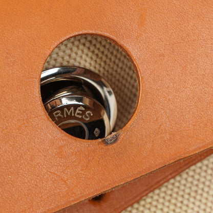 Hermès Herbag PM 30 2-Wege-Tasche aus Vache Hunter Leder und Toile Canvas in Ecru Beige Naturel mit Palladium-Hardware, 2000