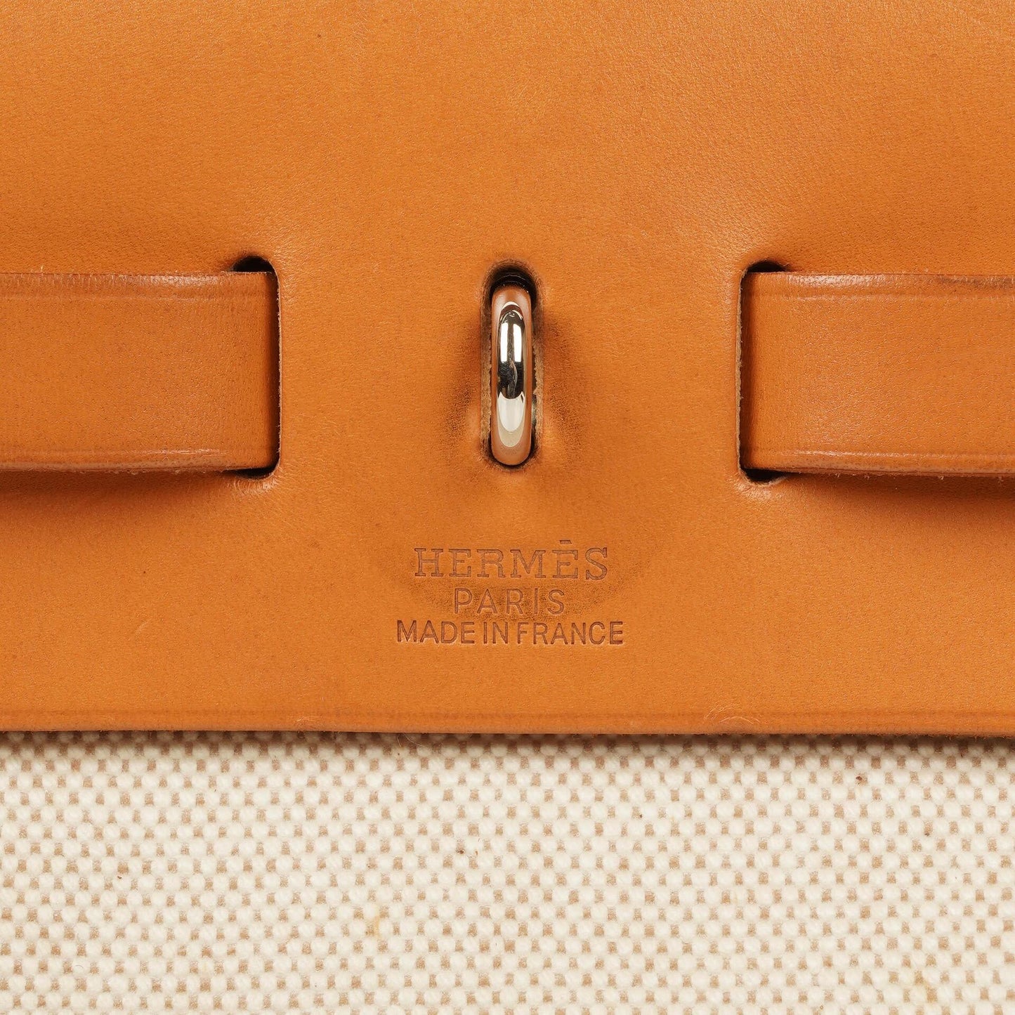 Hermès Herbag PM 30 2-Wege-Tasche aus Vache Hunter Leder und Toile Canvas in Ecru Beige Naturel mit Palladium-Hardware, 2000