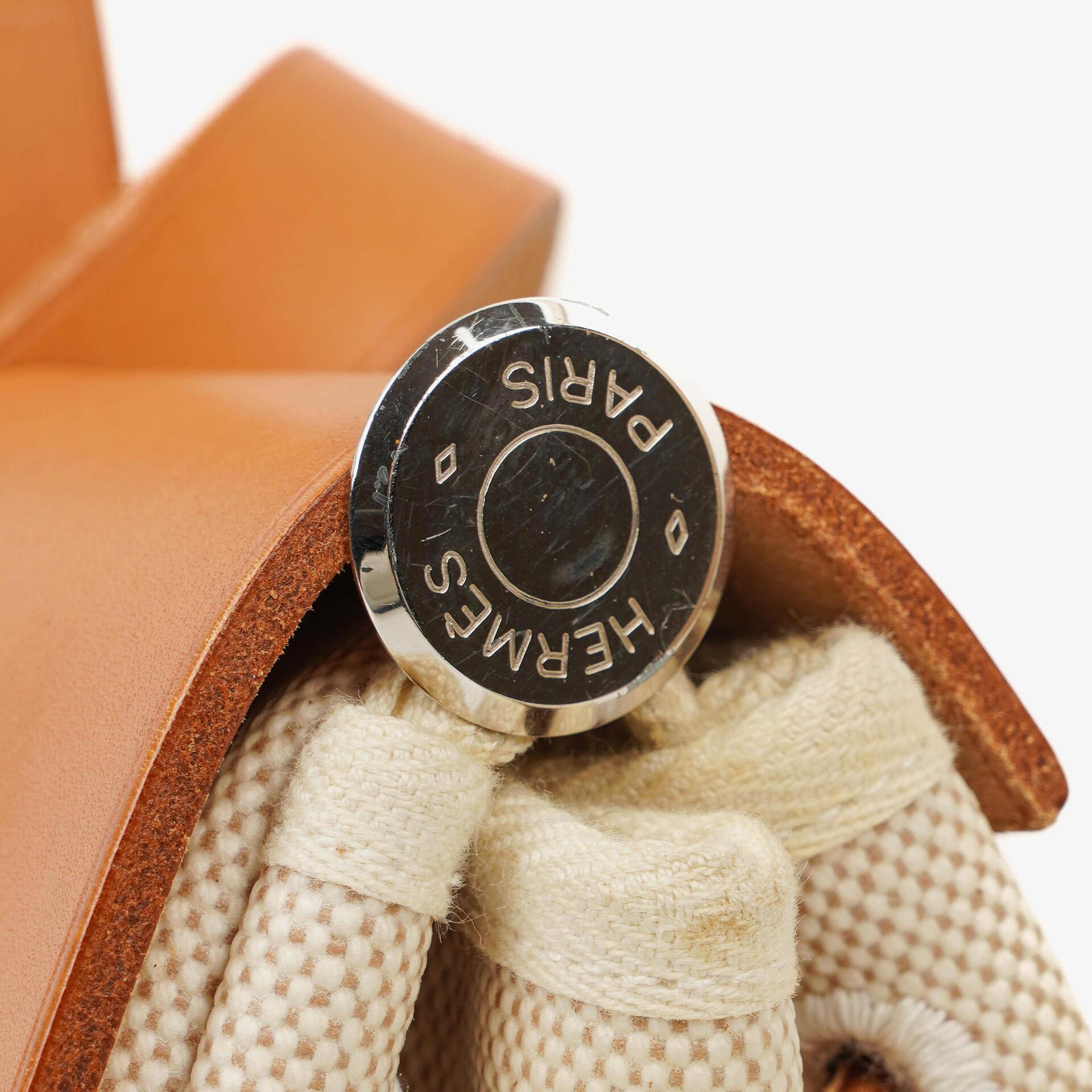 Hermès Herbag PM 30 2-Wege-Tasche aus Vache Hunter Leder und Toile Canvas in Ecru Beige Naturel mit Palladium-Hardware, 2000